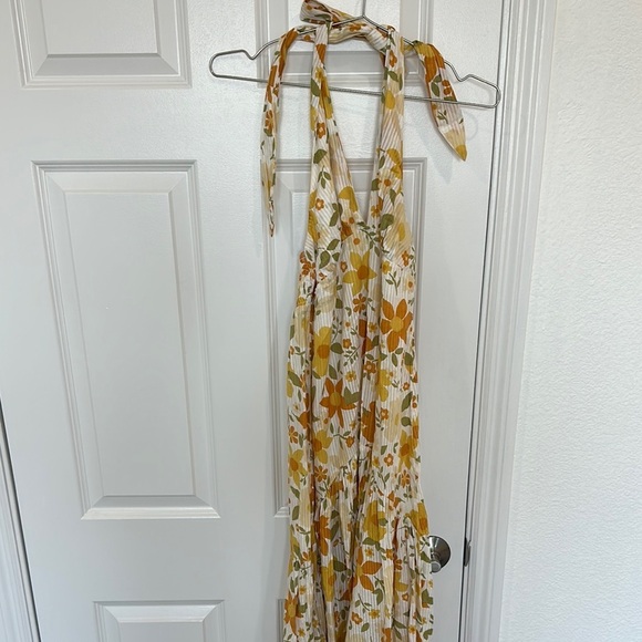 Billabong Feelin Retro Floral Halter Yellow Maxi/Madi Dress Size Small - Picture 3 of 5